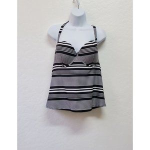Old Navy Black White Striped Halter Tankini Swim Top Women's XL